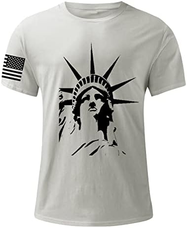 Bmısegm Yaz Tee Gömlek Erkek Erkek Bağımsızlık Günü Bayrağı Rahat Yumuşak ve Rahat Küçük Baskılı Pamuk Erkek T Shirt