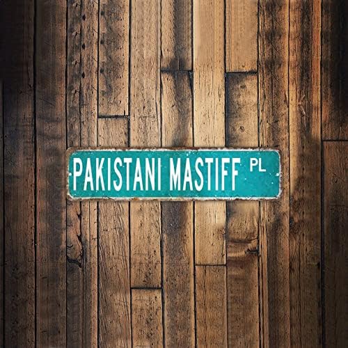 Pakistanlı Mastiff PL Hayvan Sokak İşareti Kişiselleştirilmiş Metin Dekoratif Duvar Sokak İşareti Pakistanlı Mastiff