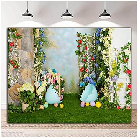 Bahar Çiçek Çiçek Mutlu Paskalya Renkli Yumurta Arka Plan 7x5FT Vinil Çocuklar Yenidoğan Bebek Duş Parti Arka Planında