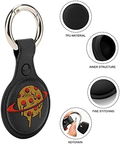 Pizza Gezegen Koruyucu Kılıf için Uyumlu AirTag Anti-Kayıp Bulucu Tutucu için Anahtarlık ile Cüzdan Bagaj Yaka Kedi