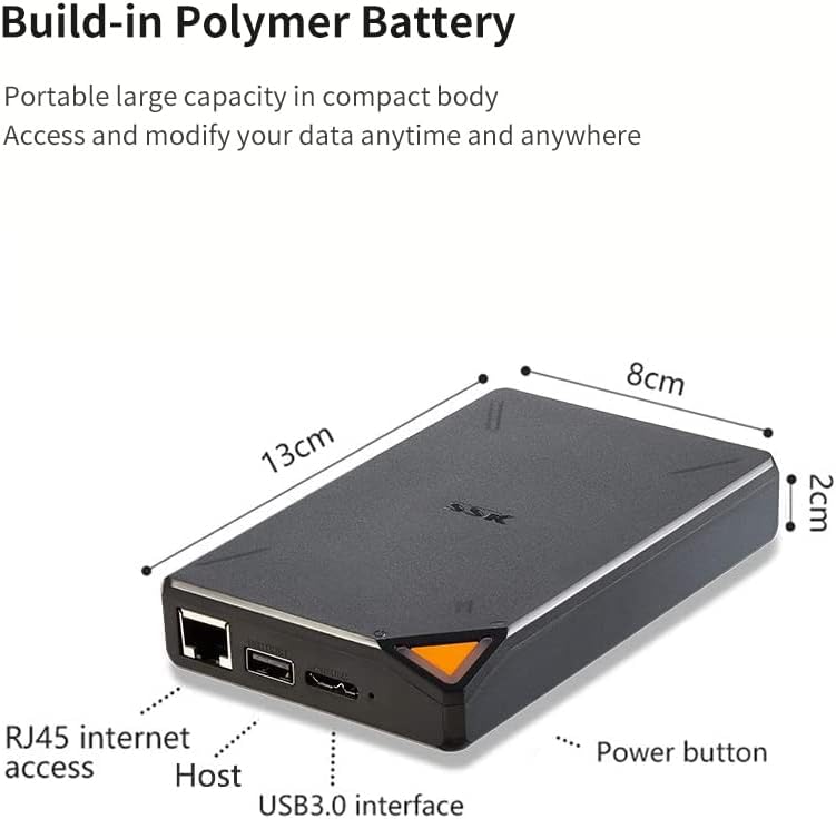 SSK Paketleri 1 TB Taşınabilir NAS Depolama WiFi Hotspot ile 4 in 1 USB C Hub ile 10 Gbps USB C ve A Veri Bağlantı