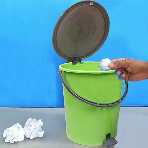 Kuber Industries Saplı Plastik Çöp Kovası Çöp Kutusu, 10 Litre (Yeşil ve Gri) - CTKTC22825