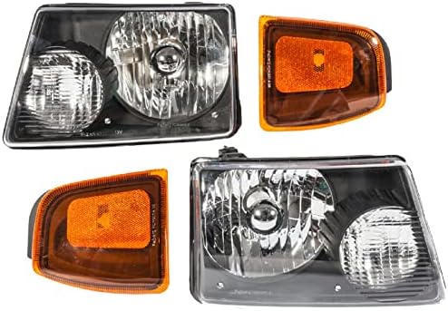 Far takımı ile Uyumlu 2001-2011 Ford Ranger sürücü ve yolcu yan köşe ışıkları farlar Siyah konut Şeffaf Lens