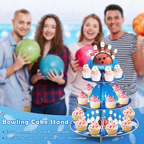 Eaezerav Bowling Cupcake Standı 3 Katmanlı Sağlam Karton Gıda Ekran Cupcakes Kulesi Sahipleri için 24 Cupcakes Bowling