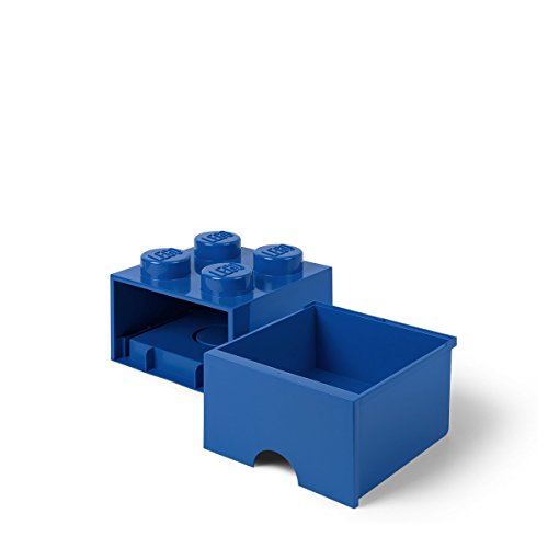Oda Kopenhag LEGO Tuğla Çekmece, 4 Düğme, 1 Çekmece, İstiflenebilir Saklama Kutusu, Parlak Mavi