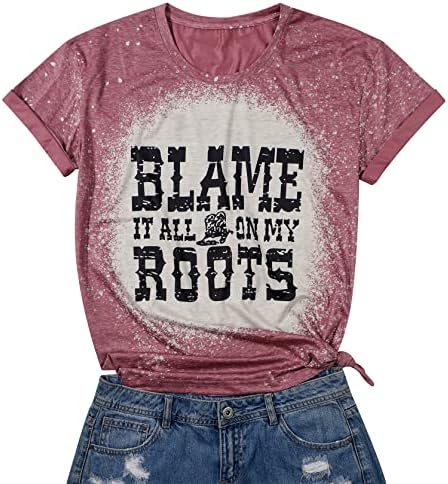Suçlama Tüm Benim Kökleri Gömlek Kadın Rahat Country Müzik kısa kollu tişört Retro Batı Ağartılmış Gömlek