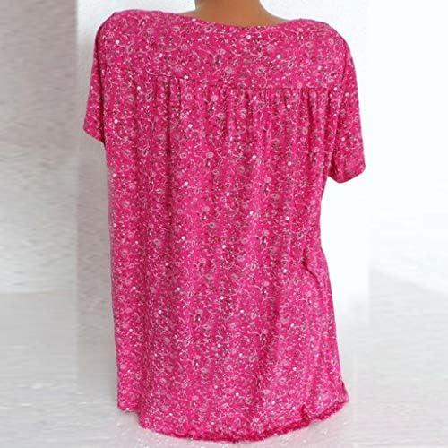 Bayan V Yaka Tunik Üstleri Moda Pilili Çiçek Gömlek Artı Boyutu Anne Yaz Günlük Casual Tees Gömlek bol tişört