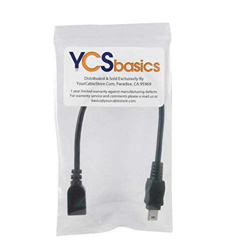 YCS Temelleri Siyah 6 İnç USB 2.0 USB Mini B Erkek USB Mini B Dişi Kablo