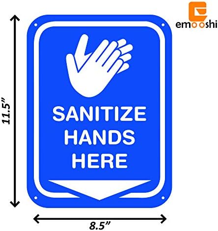 emooshı Sterilize El İşareti Aşağı Ok Yönü ile Ellerinizi Sterilize Edin Plastik Duvar İşareti Boyutu 8.5 11.5 İnç
