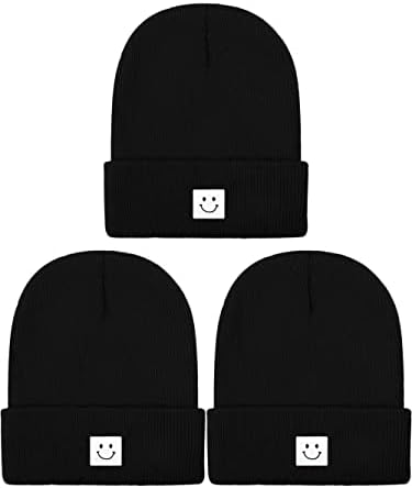 KUTTOR 3 Paket Örgü Kafatası Bere Şapka Yetişkin Kış Sıcak Rahat örgü şapkalar Gülümseme Yüz Kayak Bere Kap Erkekler