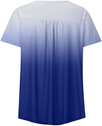 Kadın Bluz Kısa Kollu V Boyun Pamuk Düğme Aşağı Degrade Grafik Kravat Boya Üst T Shirt Kızlar için Yaz Sonbahar WW