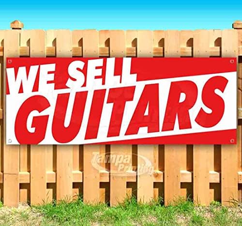 Gitar Satıyoruz Afiş 13 oz | Kumaş Olmayan | Ağır Hizmet Tipi Vinil Tek Taraflı Metal Grometli