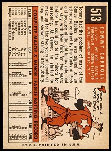 1959 Topps 513 Tom Carroll Kansas City Atletizm (Beyzbol Kartı) ESKİ / MT Atletizm