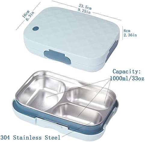 SHUCHENGMAOYİ 3 Bölmeli öğle yemeği için bento kutusu Sızdırmaz yemek kutusu, BPA içermez, Bulaşık Makinesinde Yıkanabilir