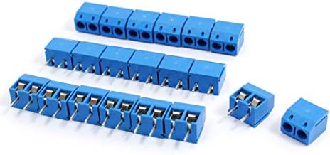 IIVVERR 20 Adet 301-2P 5mm Pitch AC 300V 10A Mavi Vidalı Terminal Blokları Konektörü (20 Birimleri 301-2P 5mm Pitch