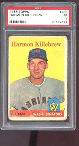 1958 Topps 288 Harmon Killebrew PSA 1 Kademeli Beyzbol Kartı Washington Senatörleri-Slabbed Beyzbol Kartları