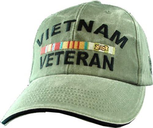 ABD Vietnam Veteran Logo İşlemeli Şapka-Yeşil Ayarlanabilir Kapatma Başlığı
