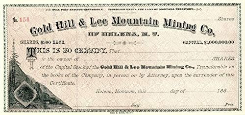 Altın Tepesi ve Lee Dağı Madencilik A. Ş. helena, M. T.-Stok Sertifikası