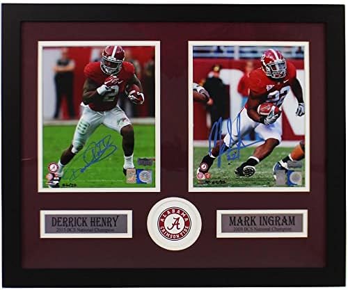 Derrick Henry ve Mark Ingram İmzalı Alabama Crimson Tide Resmi Lisanslı Çerçeveli 8×10 Renkli NCAA Fotoğrafları -